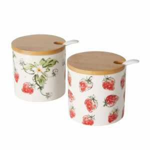 Marmeladendose Strawberry D7,5x8cm 2fach sortiert, Material: Keramik