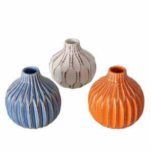 Vase Lenja blau/orange weiß D11cm 3fach sort blau orang weiß Keramik