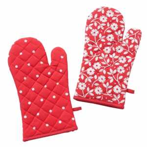 Ofenhandschuh Lilly rot/weiß 32x18cm sortiert, 2fach sortiert