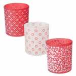Windlicht Lilly, rot/weiß D9x10cm 3fach sortiert,...