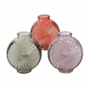 Vase Gebby transparent grün/rot 18cm sortiert, 3fach sortiert Glas