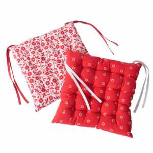 Sitzkissen Lilly rot/weiß 40x40x8cm 2fach sortiert,