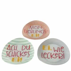 Teller Eierlei 20x16cm grün grau rosa sortiert, 3fach sortiert;