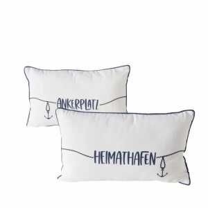 Kissen Büsum weiß/blau 50x30x10cm 2fach sortiert,