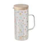 Glaskrug Lavina 1,5l bedruckt mit Deckel, Glas,