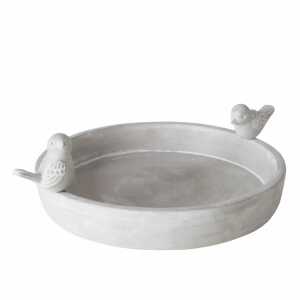 Vogeltränke Badum grau 2 Vogelfiguren D24x11cm, Farben: grau; Stein