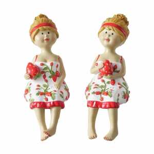 Kantenhocker Frau Emily Erdbeere 16cm sortiert, 2fach sortiert