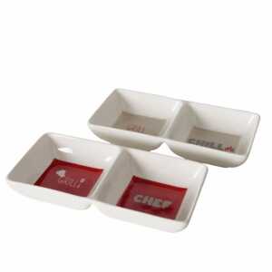 Doppel-Schale Grillzeit rot/weiß 14x7cm sortiert, Keramik,