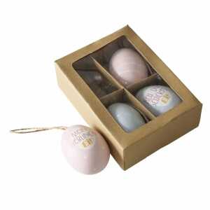 Dekoanhänger Eierlei 4er Ostereier hellgrün/rosa,