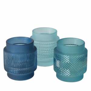 Windlicht Mares blau türkis D7x8cm sortiert, 3fach sortiert; Glas,