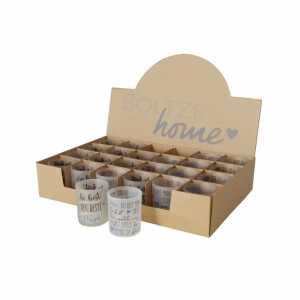 Windlicht Papa weiß D7x8cm 2fach sortiert, Material: Glas, Boltze