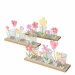 Windlichter Blümi 3er auf Holz B/H 27x17cm sortiert,...
