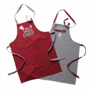 Schürze Grillzeit rot/grau 2fach sortiert,