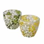 Windlicht Butine grün gelb D9x8cm sortiert, 2fach...