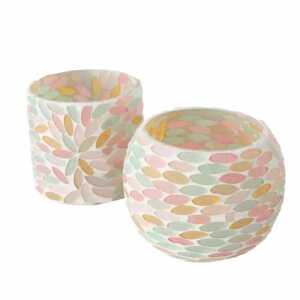 Windlicht Edina pastell D8x8cm 2fach sortiert, Glas,