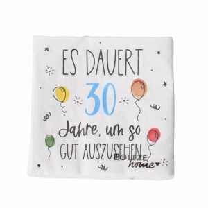 Servietten Geburtstag 30 weiß 33x33cm 20 Stück,