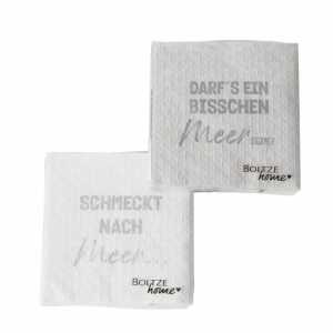 Servietten Meer weiß/grau 33x33cm 16 Stück sortiert, 2fach sortiert