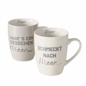 Becher Meer grau/weiß 350ml 2fach sortiert,