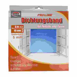 Dichtungsband für Fenster/Türen, 6mx10mm, 5mm Spaltenbreite