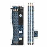 Bleistifte 3er & Radierer neon blau/schwarz BK