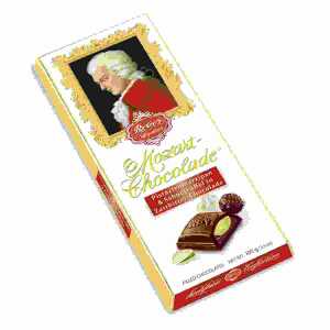 Mozart-Chocolade Zartbitter 100g, mit Pistazienmarzipan & Sahnetrüffel