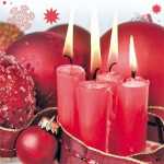 Serviette 33x33cm Cuatro Velas Rojas, 3-lagig, 20...
