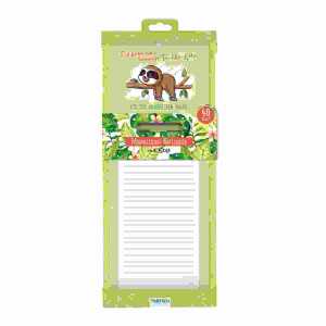Notizblock mit Stift und Magnet Faultier, 13x29cm, 40 Blatt