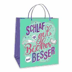 Geschenktasche 22x27x10cm, Schlaf ist gut Bücher sind Besser