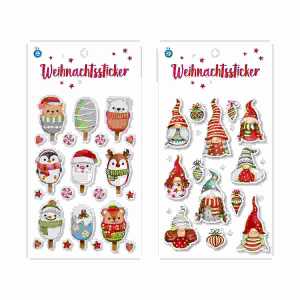 EVA-Sticker Weihnachten Glanz-Effekt sortiert, 2fach sortiert