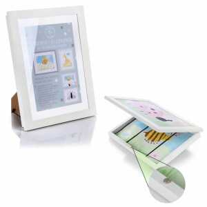 Bilderrahmen mit Aufbewahrung weiß, inkl. Tischaufsteller