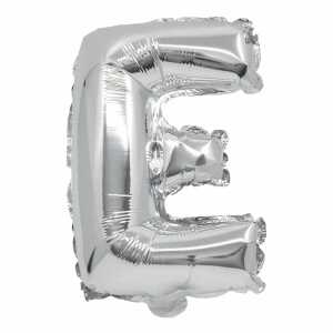 Folienballon Buchstabe E mit Papierstab silber, Procos
