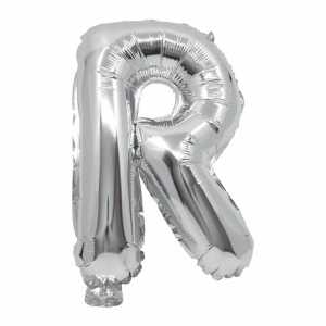 Folienballon Buchstabe R mit Papierstab silber, Procos