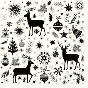 Servietten 33x33cm Cedric schwarz, 20 Stück 3-lagig, Stewo