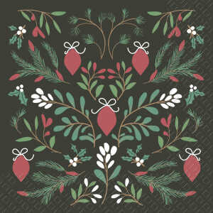 Servietten 33x33cm Tendril dunkelgrün, 20 Stück 3-lagig, Stewo