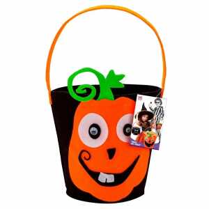 Kürbis Eimer Süßes oder Saures schwarz/orange, WIDMANN