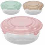 Frischhaltedose rund 1,2l 3fach sortiert, transparente...