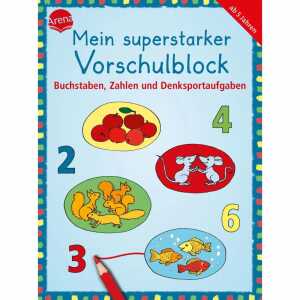 Mein superstarker Vorschulblock, Buchstaben, Zahlen Denksportaufgaben