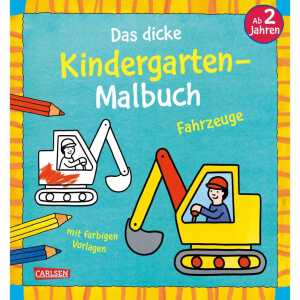 Das dicke Kindergarten Malbuch Fahrzeuge, Malen mit farbigen Vorlagen,