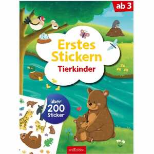 Erstes Stickern Tierkinder 200 Sticker, Softcover, 40 Seiten, il