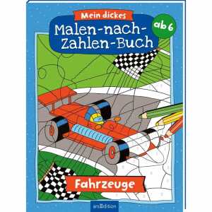 Mein dickes Malen nach Zahlen Buch Fahrzeuge, Softcover, 80 Seiten,