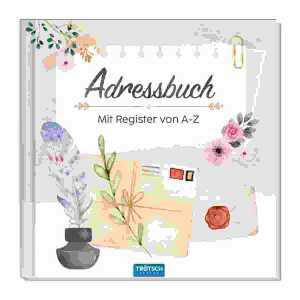 Adressbuch Brief und Feder 15x15cm, mit Register von A-Z, 144 Seiten