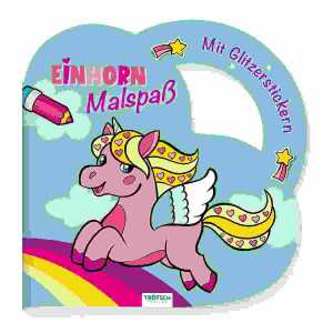 Einhorn Malspaß mit Glitzerstickern, 26 Seiten, Softcover,