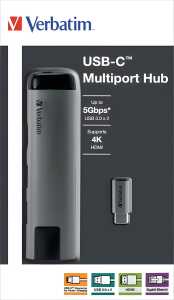 Multiport USB 3.1-C Hub, 2x USB Typ-A, USB Typ-C, HDMI, RJ45