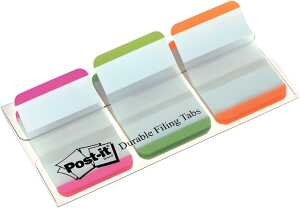 Post-it Index strong 25,4 x 38 mm, sortiert, 3 x 22 Streifen,
