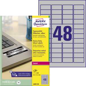AVERY Zweckform Typenschild-Etikett en, 45,7 x 21,2mm, silber