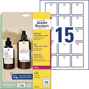 Anhänger Karton 185 g/qm, 50 x 50 mm, 150 Stück, weiß matt