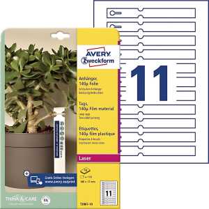 Anhänger Schlaufe Folie, 140µ, 160 x 17mm, 10 Blatt, weiß, 110 Stück