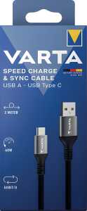 Speed Charge & Sync Cable, 2 m, 60W, 5Gbit/s, USB-A/USB-C, schwarz