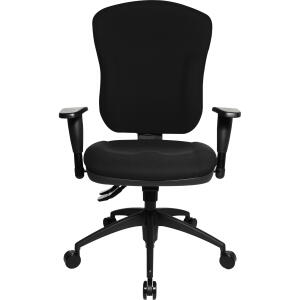 Drehstuhl Wellpoint 30, mit Armlehne, schwarz/schwarz, Rollen Teppich
