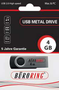 Speicherstick, USB 2.0 mit drehbarer Metall-Abdeckung Kapazität: 4 GB